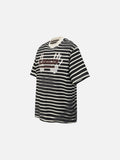 DAXUEN Distressed stripe graphic t-shirt
