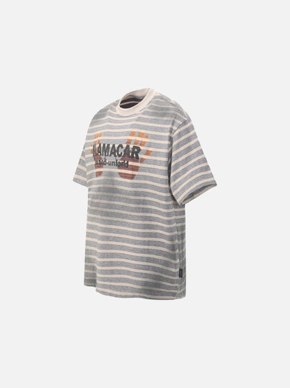 DAXUEN Distressed stripe graphic t-shirt
