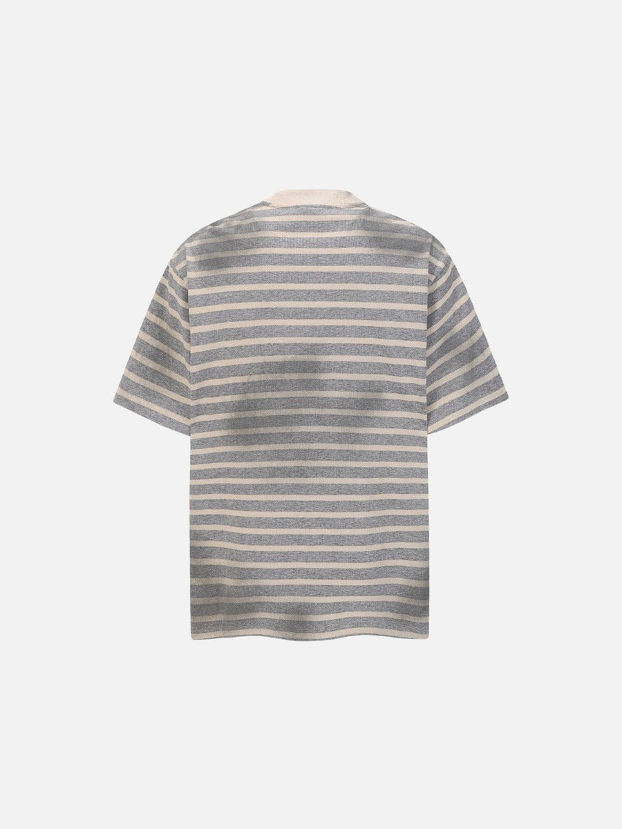 DAXUEN Distressed stripe graphic t-shirt