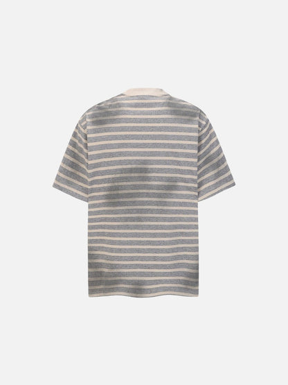 DAXUEN Distressed stripe graphic t-shirt