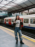 DAXUEN light grey distressed sunglasses graphic muscle tee — model photo