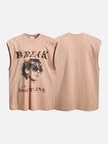 DAXUEN light grey distressed sunglasses graphic muscle tee