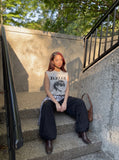 DAXUEN light grey distressed sunglasses graphic muscle tee — model photo