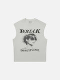 DAXUEN light grey distressed sunglasses graphic muscle tee