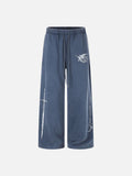 DAXUEN washed dark blue-grey wide-leg sweatpants with sword graphic