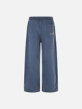 DAXUEN washed dark blue-grey wide-leg sweatpants with sword graphic