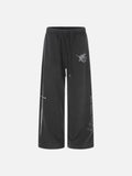 DAXUEN washed dark blue-grey wide-leg sweatpants with sword graphic