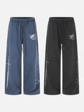 DAXUEN washed dark blue-grey wide-leg sweatpants with sword graphic