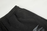 DAXUEN washed dark blue-grey wide-leg sweatpants with sword graphic