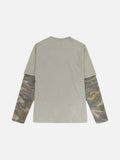 DAXUEN light taupe distressed graphic long sleeve t-shirt