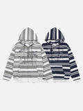 DAXUEN Distressed text oversized hoodie with stripes