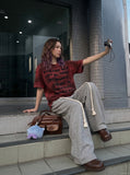 DAXUEN Distressed Text Print T-Shirt - DAXUEN — model photo