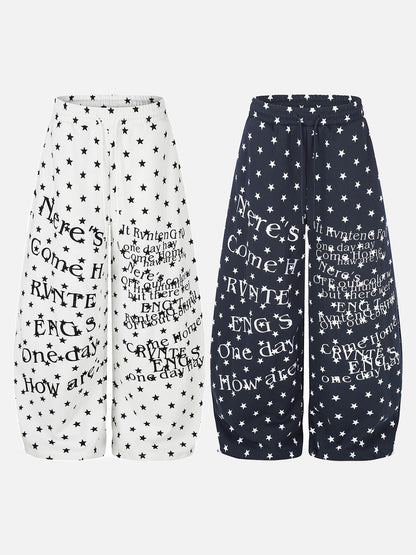 DAXUEN white and black star print wide-leg pants