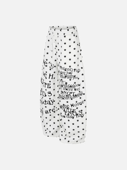 DAXUEN white and black star print wide-leg pants