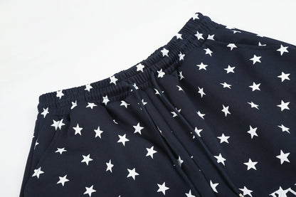 DAXUEN white and black star print wide-leg pants