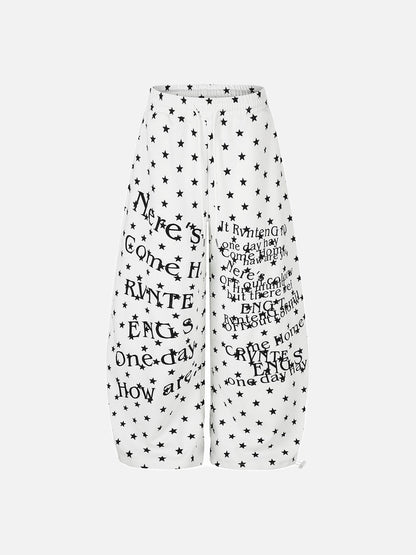 DAXUEN white and black star print wide-leg pants