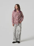 DAXUEN Distressed tie-dye loose-fit pants — model photo