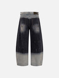 DAXUEN two-tone distressed wide-leg denim jeans