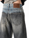 DAXUEN two-tone distressed wide-leg denim jeans