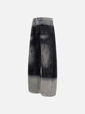 DAXUEN two-tone distressed wide-leg denim jeans