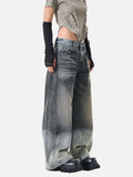 DAXUEN two-tone distressed wide-leg denim jeans