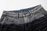 DAXUEN two-tone distressed wide-leg denim jeans