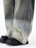 DAXUEN two-tone distressed wide-leg denim jeans