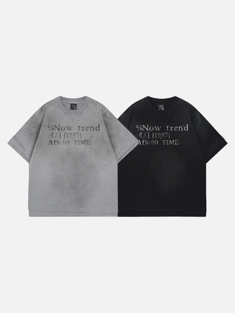 DAXUEN Distressed typewriter print short-sleeved T-shirt