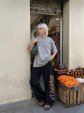 DAXUEN Distressed typewriter print short-sleeved T-shirt — model photo