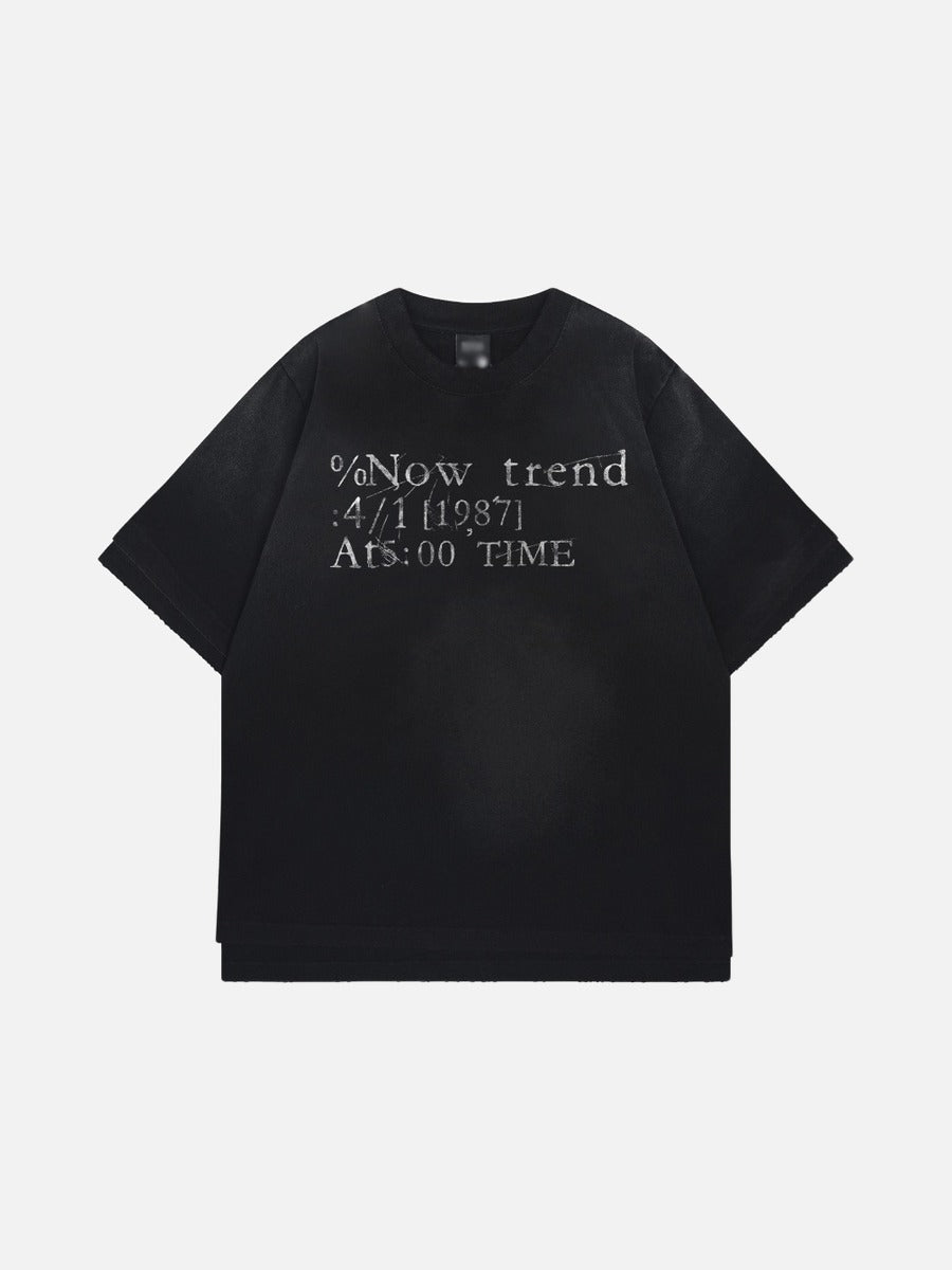 DAXUEN Distressed typewriter print short-sleeved T-shirt