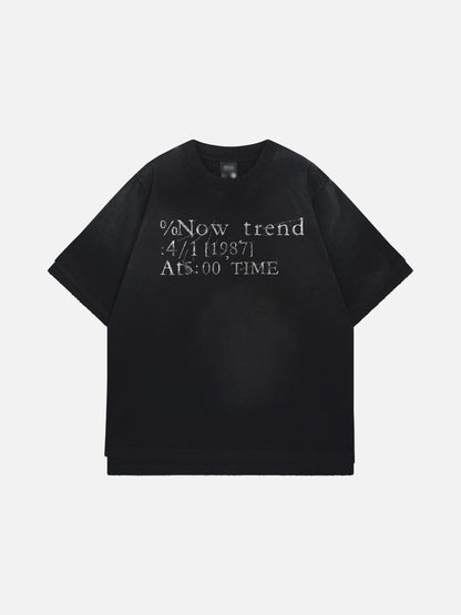 DAXUEN Distressed typewriter print short-sleeved T-shirt