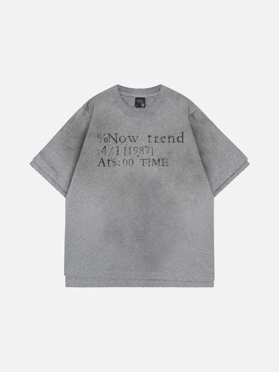 DAXUEN Distressed typewriter print short-sleeved T-shirt