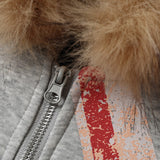 DAXUEN grey marl hoodie with distressed Union Jack graphic