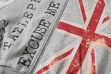 DAXUEN grey marl hoodie with distressed Union Jack graphic