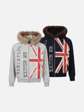 DAXUEN grey marl hoodie with distressed Union Jack graphic