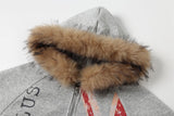DAXUEN grey marl hoodie with distressed Union Jack graphic