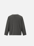 DAXUEN Distressed long sleeve top with V-neck and collar