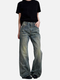 DAXUEN faded vintage blue distressed micro-flare jeans