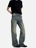 DAXUEN faded vintage blue distressed micro-flare jeans