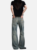 DAXUEN faded vintage blue distressed micro-flare jeans