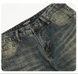 DAXUEN faded vintage blue distressed micro-flare jeans