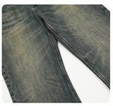 DAXUEN faded vintage blue distressed micro-flare jeans