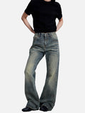 DAXUEN faded vintage blue distressed micro-flare jeans