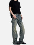 DAXUEN faded vintage blue distressed micro-flare jeans