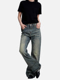 DAXUEN faded vintage blue distressed micro-flare jeans