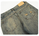 DAXUEN faded vintage blue distressed micro-flare jeans