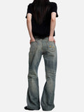 DAXUEN faded vintage blue distressed micro-flare jeans