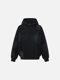 DAXUEN washed black distressed vintage panel hooded sweatshirt