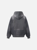 DAXUEN washed black distressed vintage panel hooded sweatshirt