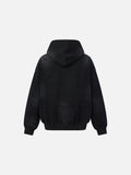 DAXUEN washed black distressed vintage panel hooded sweatshirt